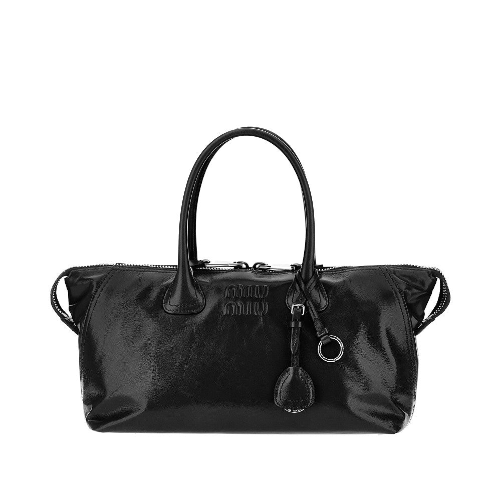 MIU MIU Glossy leather bag with embossed logo