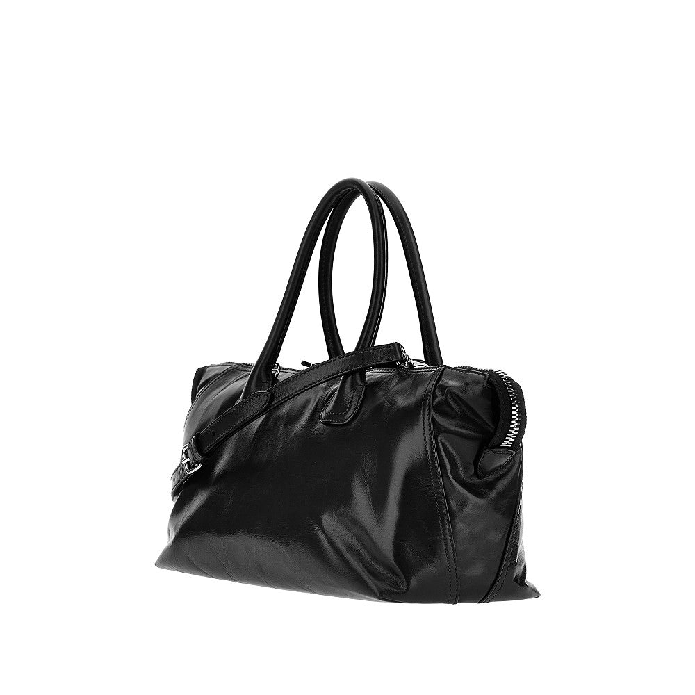 MIU MIU Glossy leather bag with embossed logo