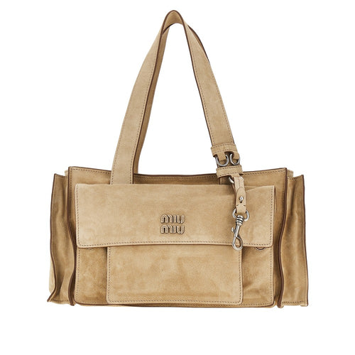 MIU MIU Utilitaire' suede leather bag