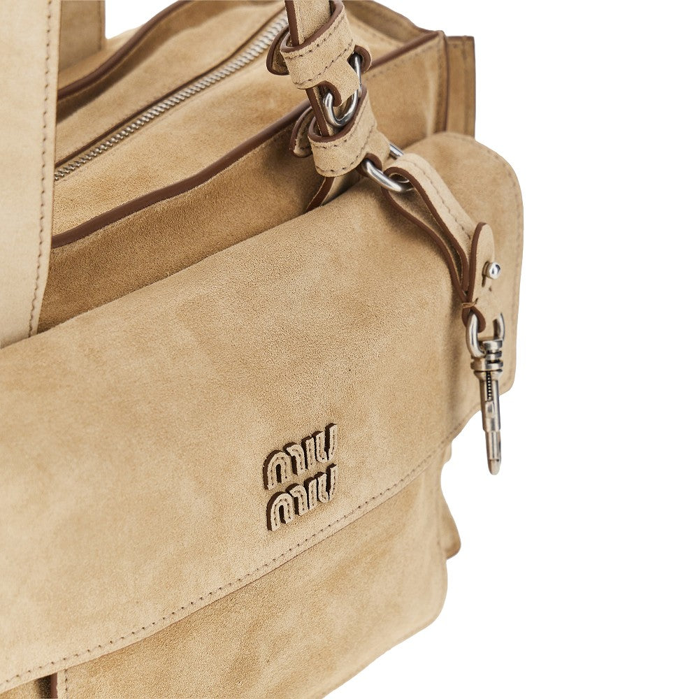 MIU MIU Utilitaire' suede leather bag
