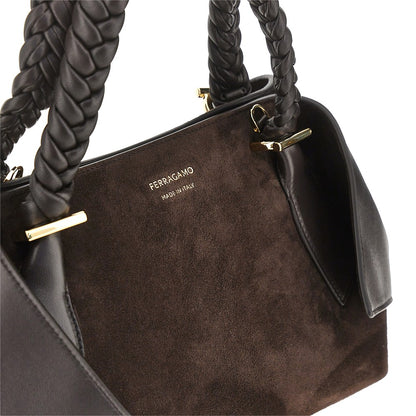 FERRAGAMO Leather hand bag with logo