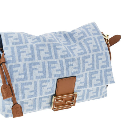 FENDI FF denim medium 'Mamma Baguette' bag