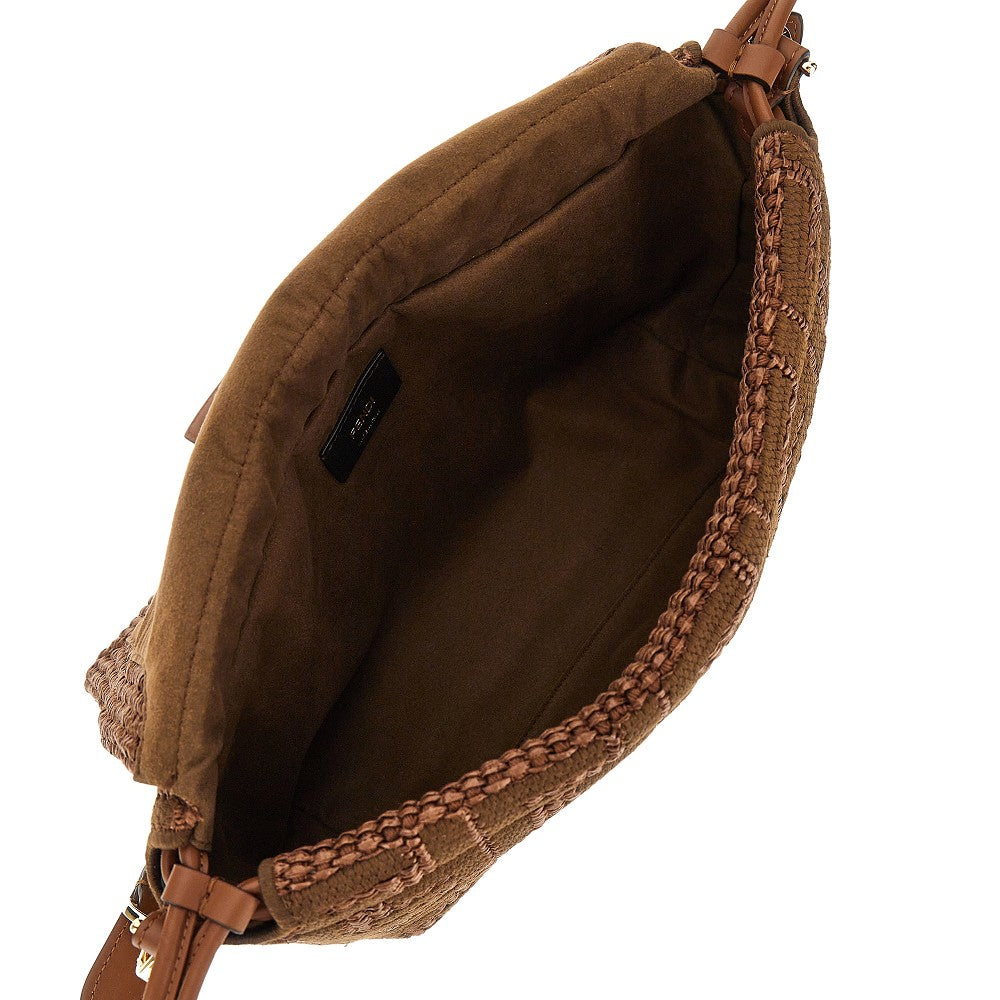 FENDI Embroidered raffia medium Mamma Baguette bag