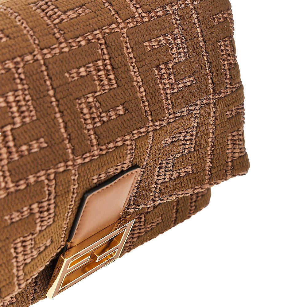 FENDI Embroidered raffia medium Mamma Baguette bag