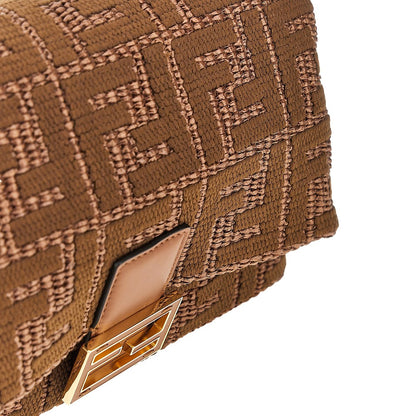 FENDI Embroidered raffia medium Mamma Baguette bag