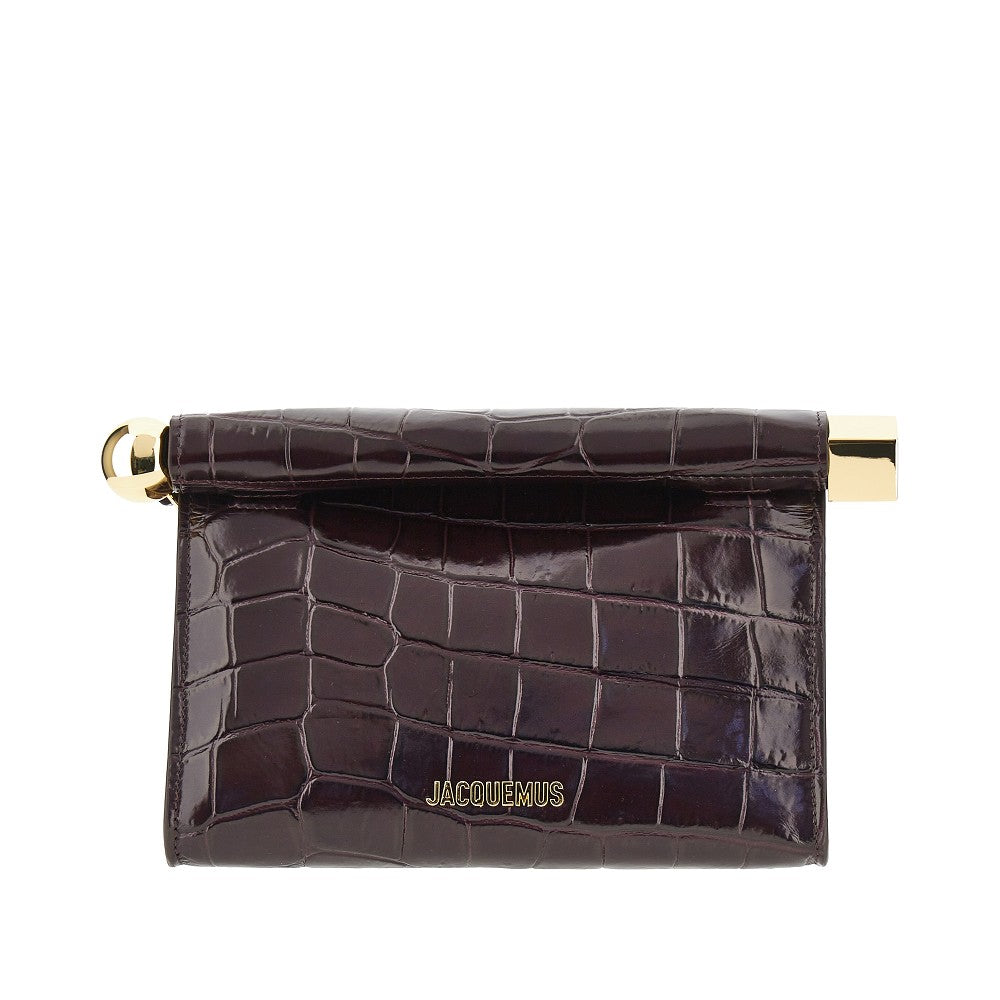 Jacquemus 'Rond Carré' croco-embossed leather clutch