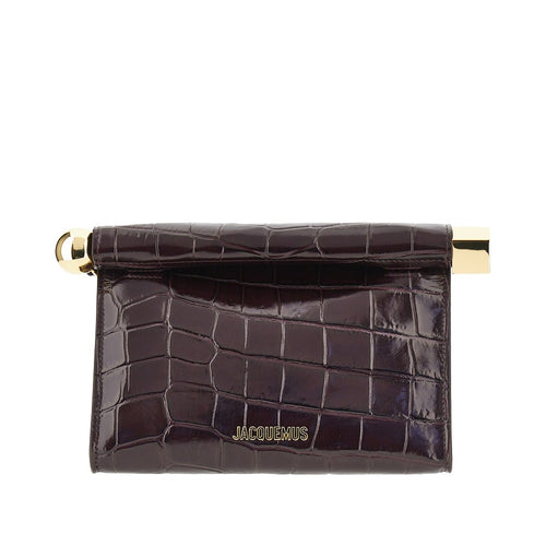 Jacquemus 'Rond Carré' croco-embossed leather clutch