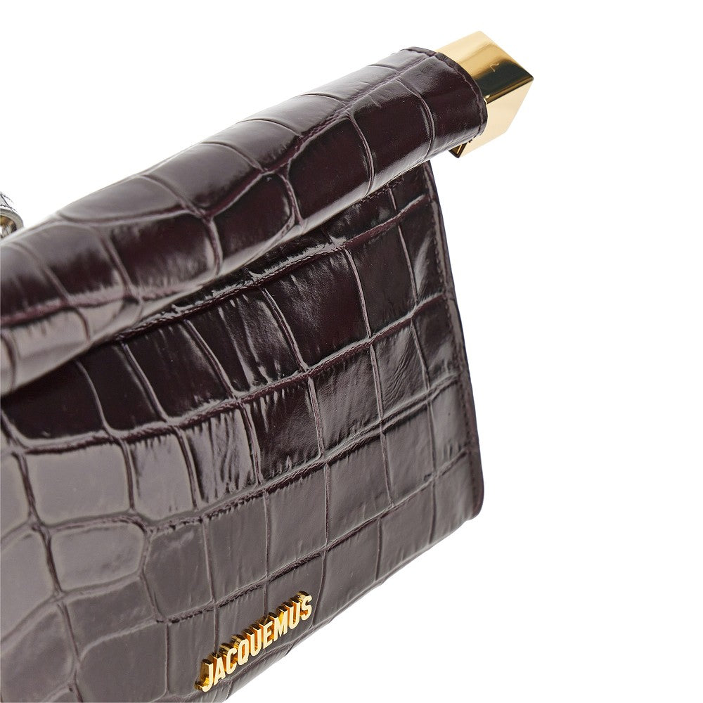 Jacquemus 'Rond Carré' croco-embossed leather clutch