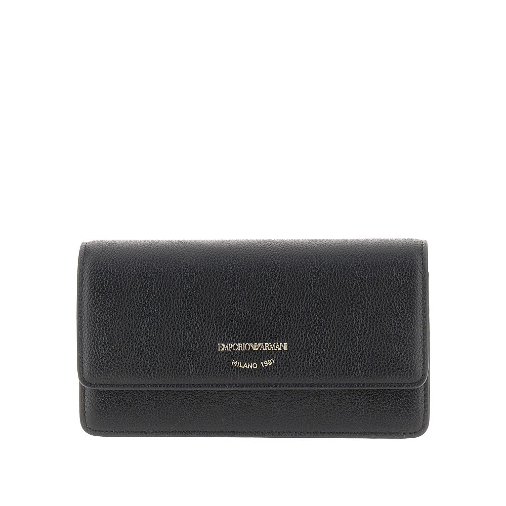 EMPORIO ARMANI Grained leather clutch with chain