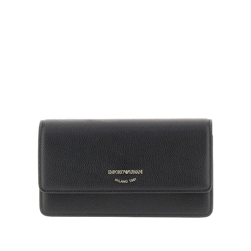 EMPORIO ARMANI Grained leather clutch with chain