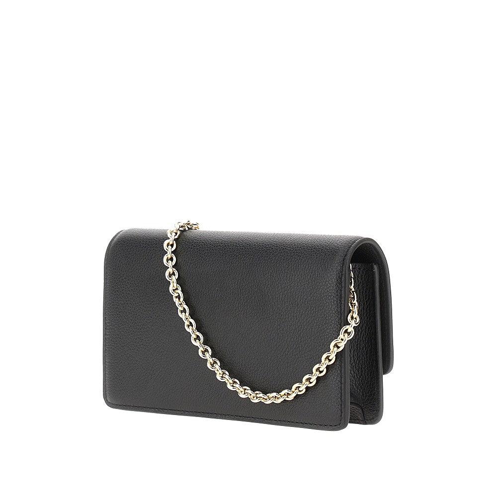 EMPORIO ARMANI Grained leather clutch with chain