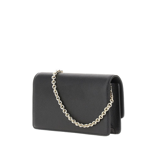EMPORIO ARMANI Grained leather clutch with chain