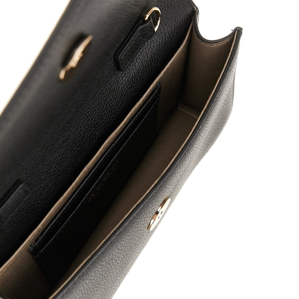 EMPORIO ARMANI Grained leather clutch with chain