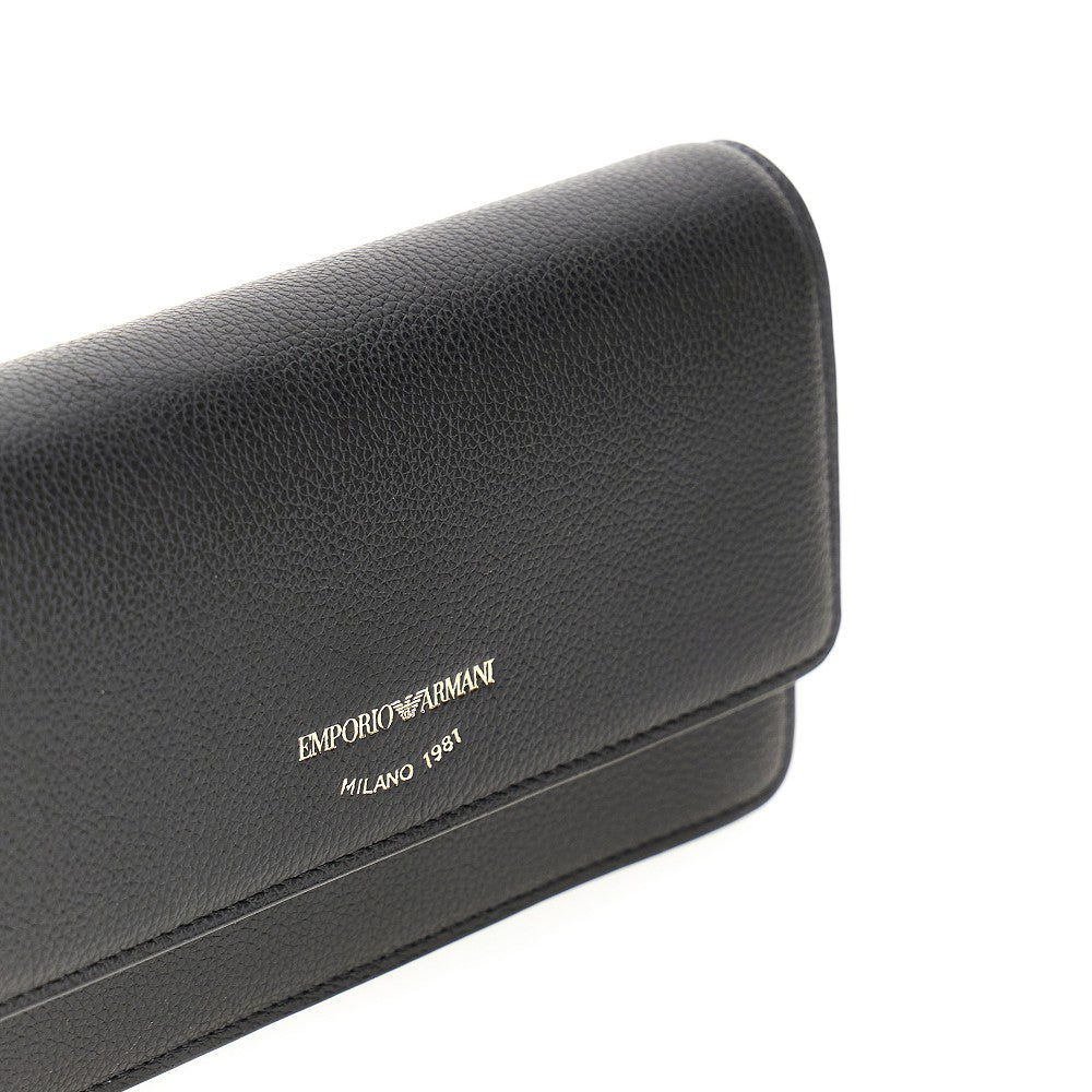 EMPORIO ARMANI Grained leather clutch with chain