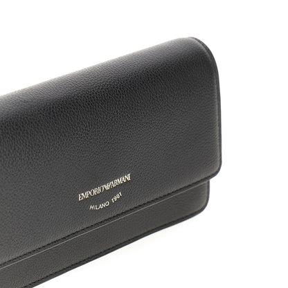 EMPORIO ARMANI Grained leather clutch with chain