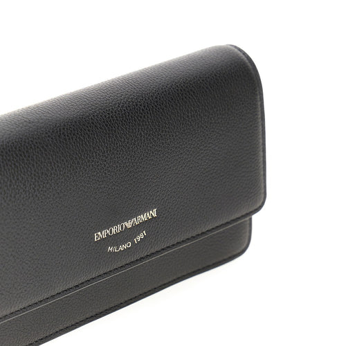 EMPORIO ARMANI Grained leather clutch with chain