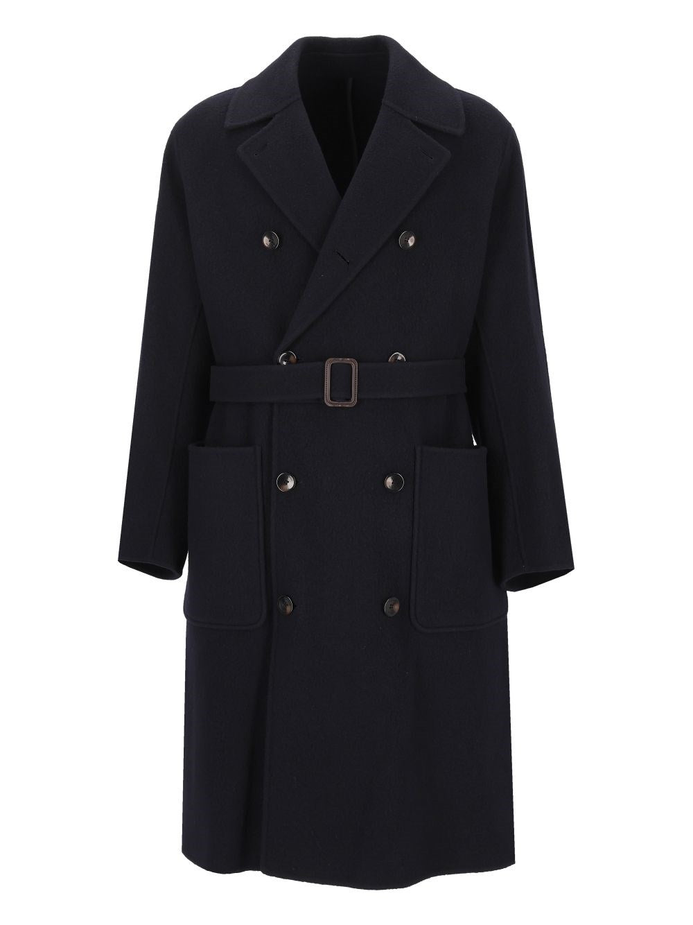 Emporio Armani Double-Breasted Wool Coat - Blue
