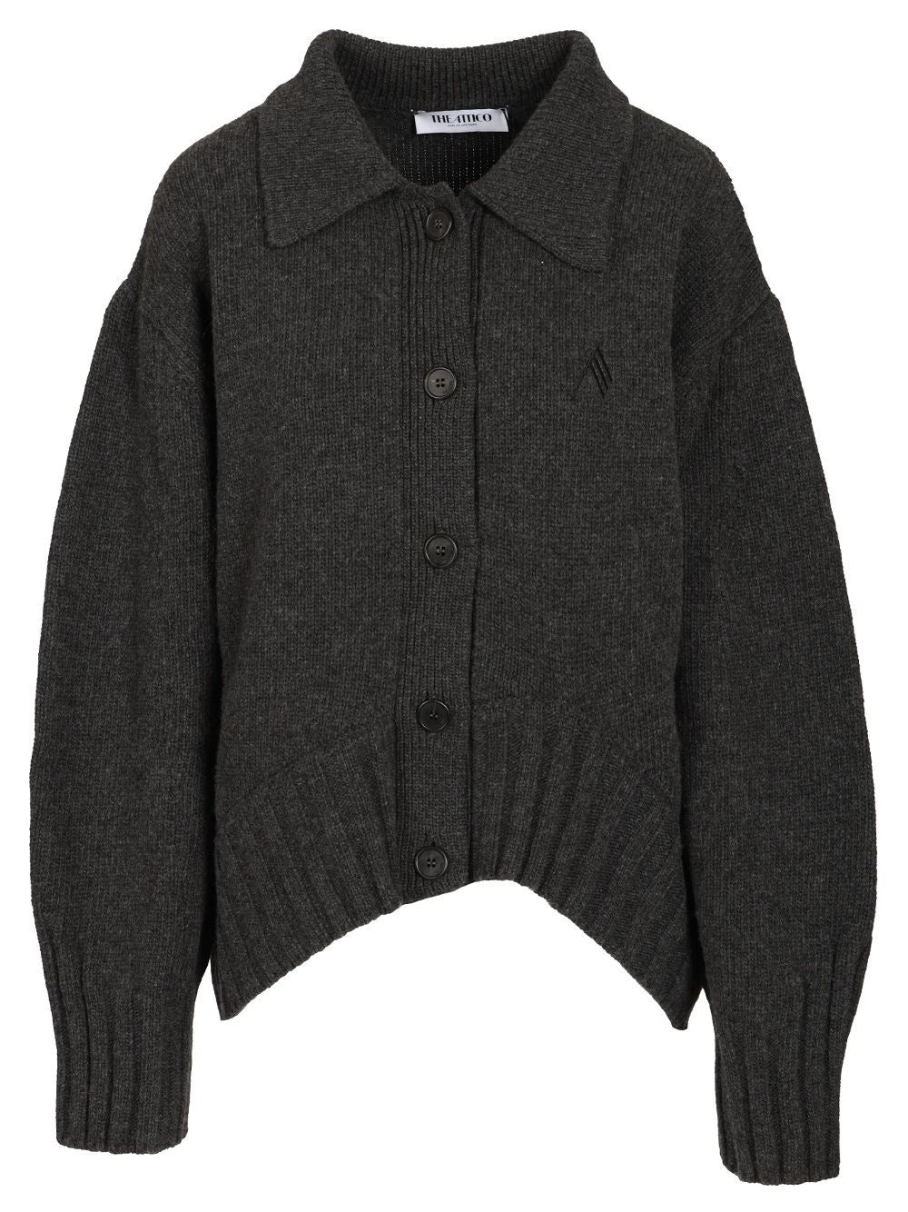 The Attico Cardigan With Embroidered Logo - Grey