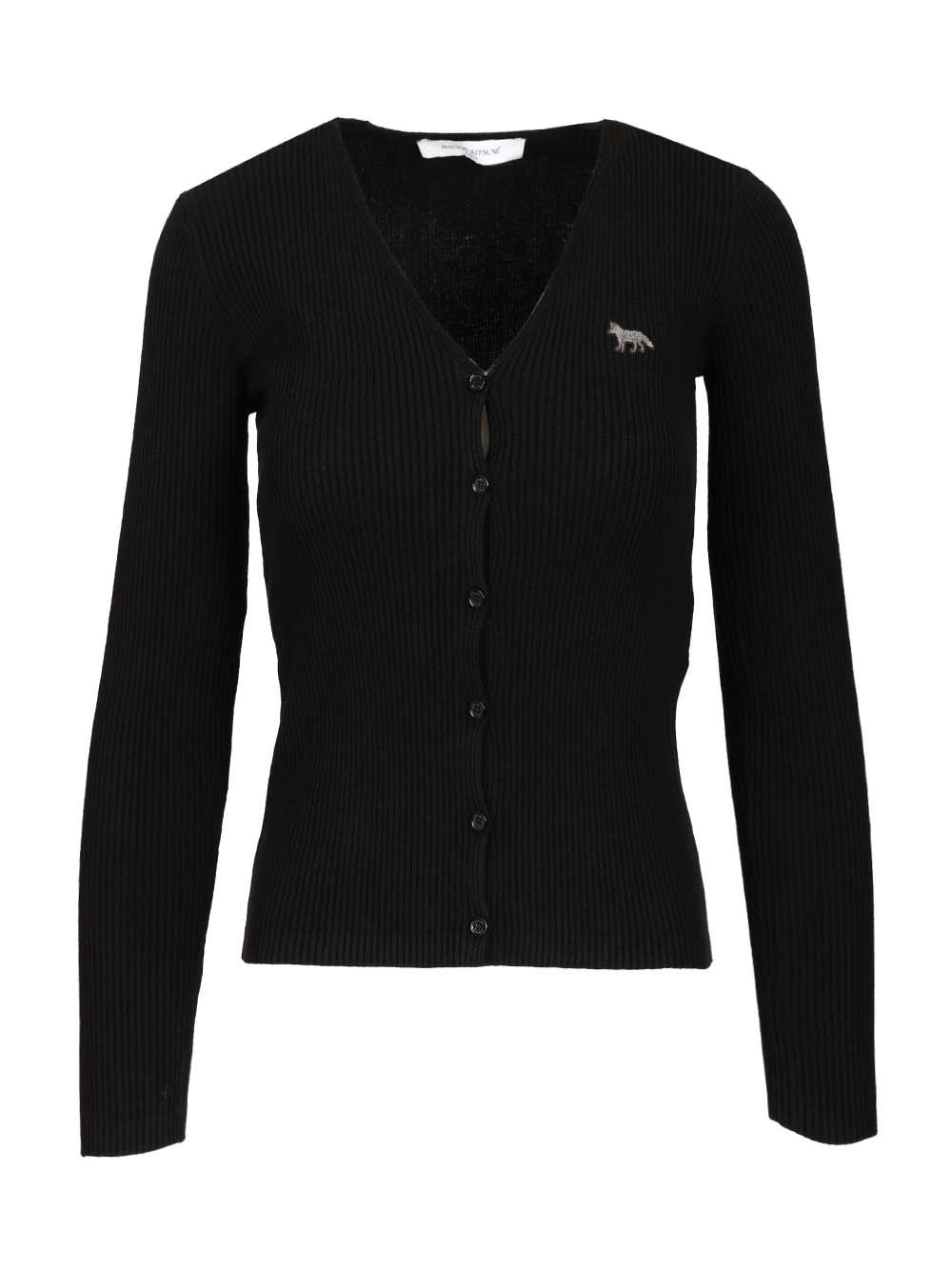 Maison Kitsuné Fine Ribbed Cardigan - Black