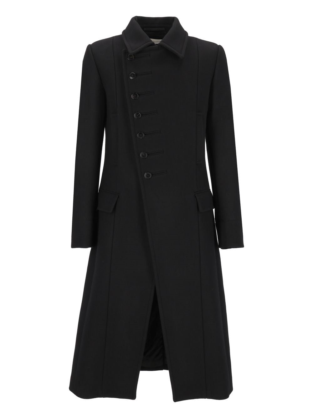 Dries Van Noten Long Coat With Asymmetric Buttons - Black