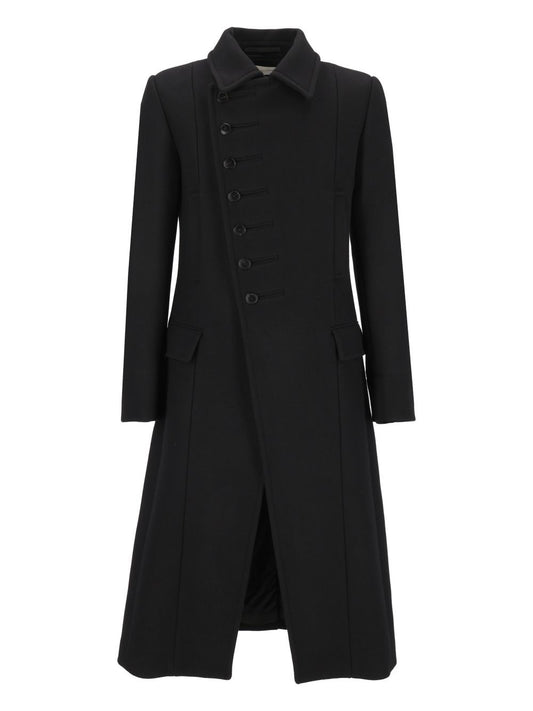 Dries Van Noten Long Coat With Asymmetric Buttons - Black