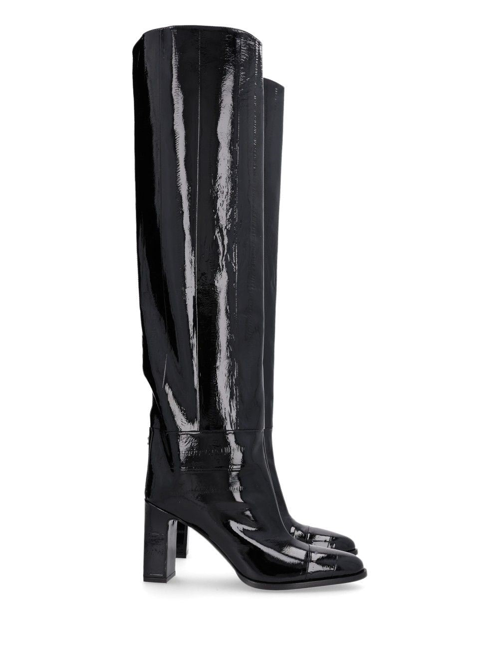 Jimmy Choo Caly Otk 85 Boots In Shiny Leather - Black