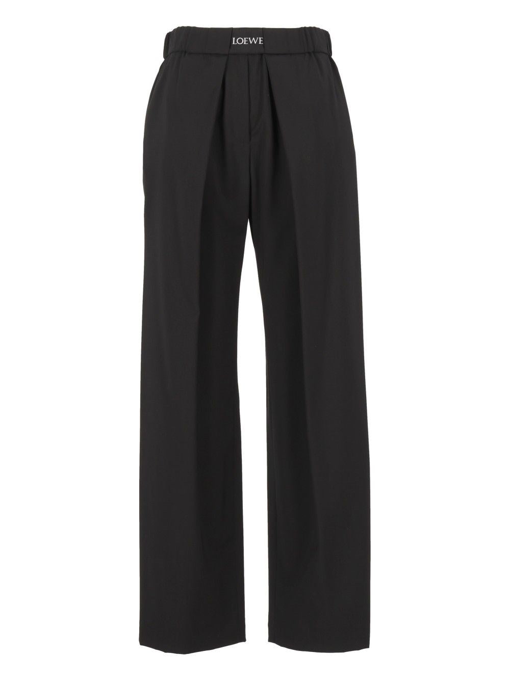 Loewe Stretch Wool Trousers - Black