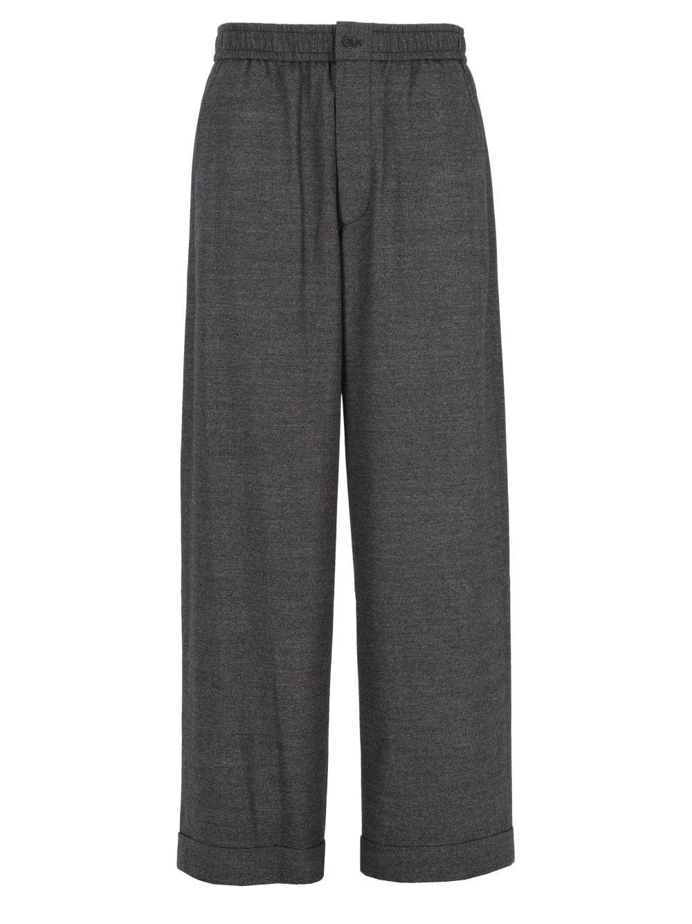 Giorgio Armani Oversized Denim-Effect Virgin Wool And Cashmere Trousers - Grey