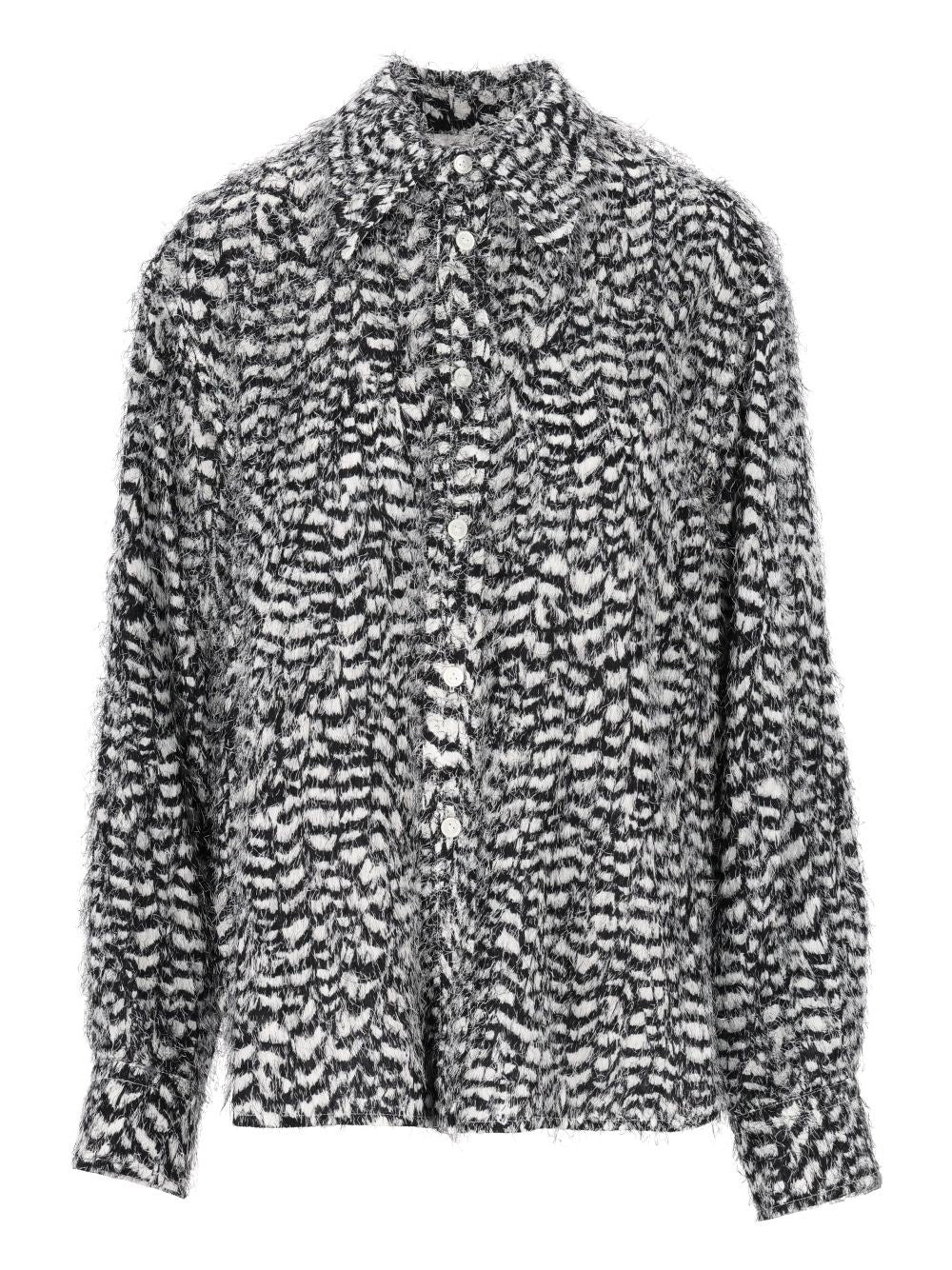 Bottega Veneta Viscose Shirt With Fil Coupé Feathers - Black