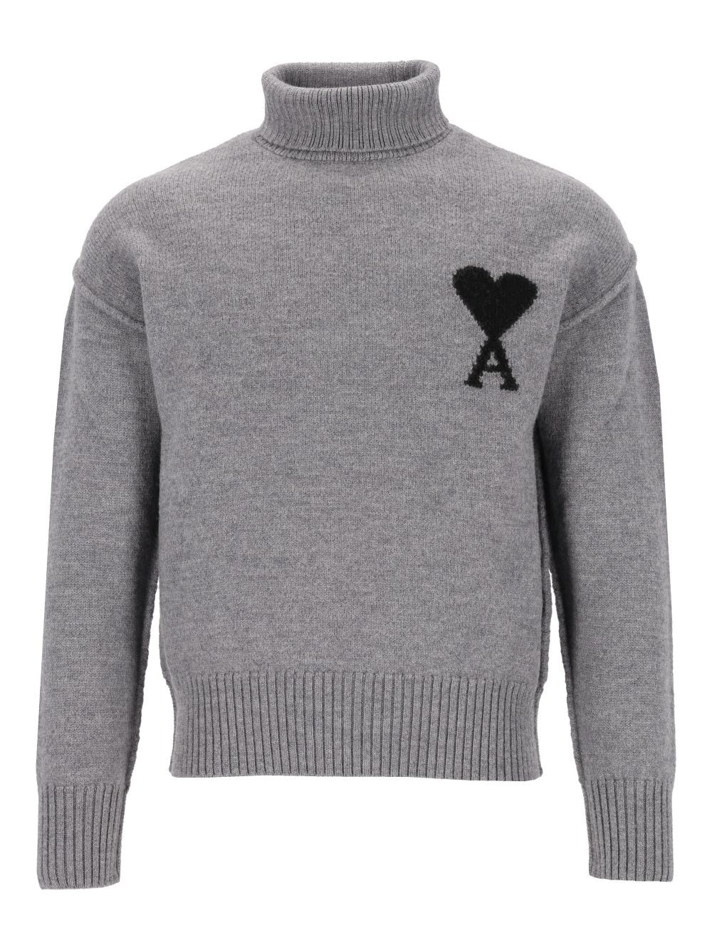 Ami High Neck Sweater Ami De Cœur - Grey