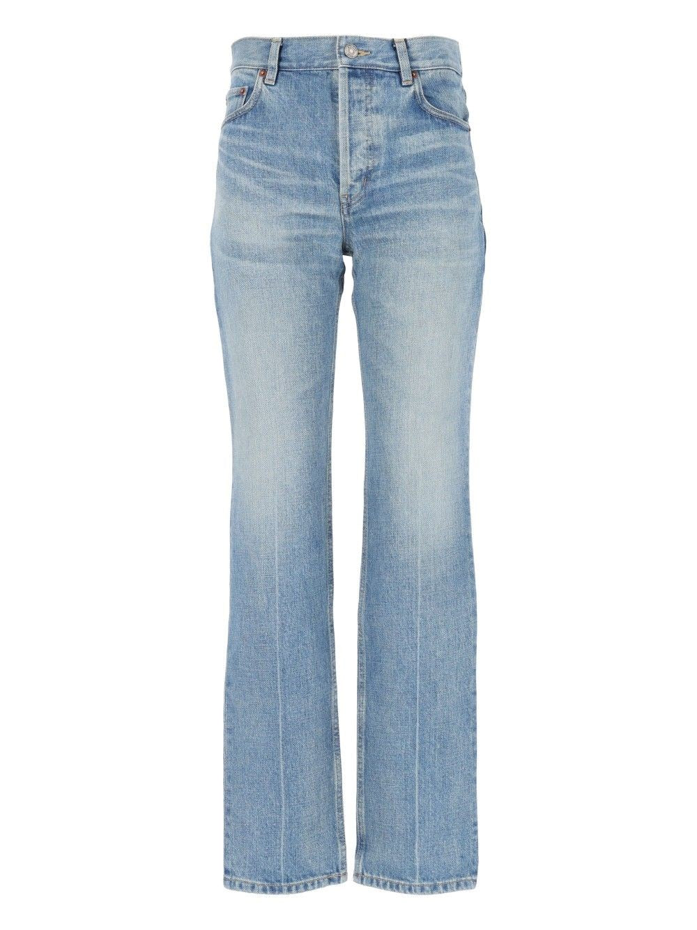 Saint Laurent Straight Jeans In Denim Authentic Medium Blue