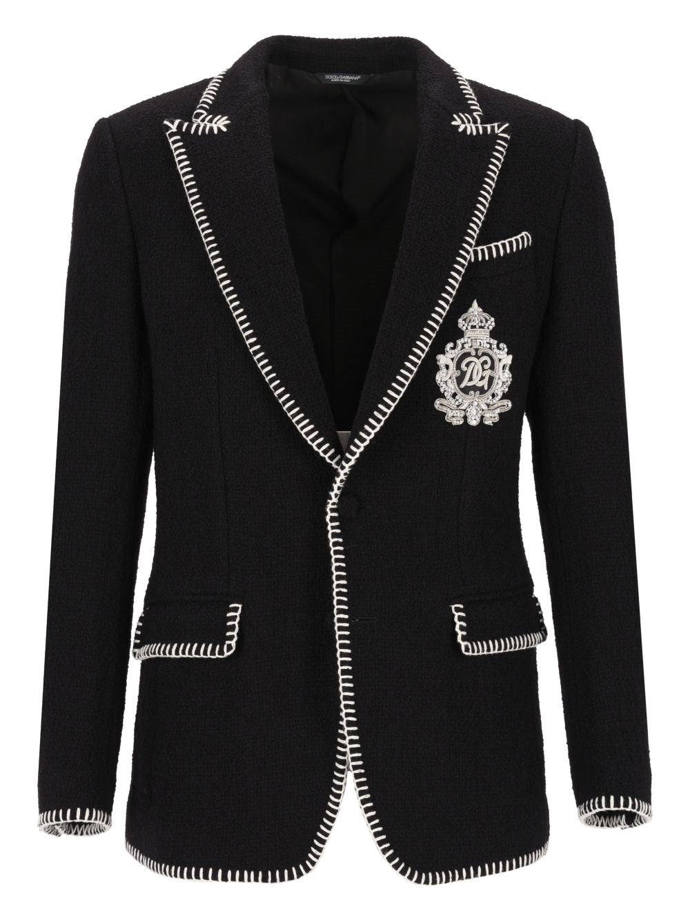Dolce & Gabbana Single-Breasted Blazer With Embroidery - Black