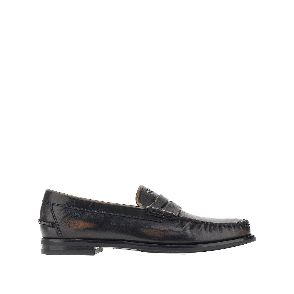 PRADA Antique finish leather loafers