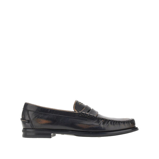 PRADA Antique finish leather loafers