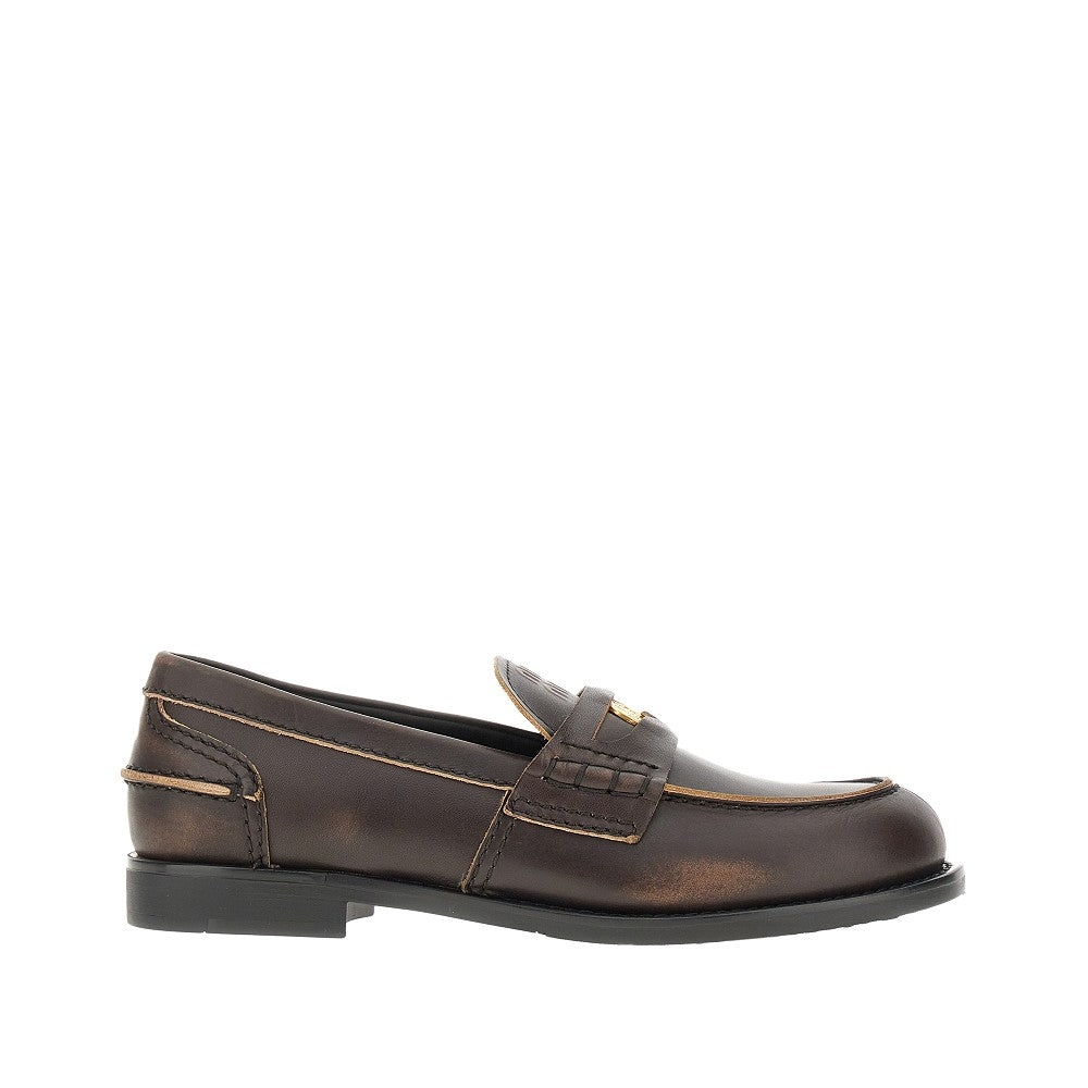 MIU MIU Vintage effect leather Penny Loafers
