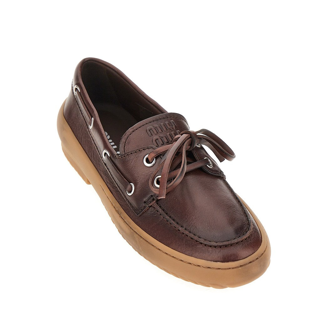 MIU MIU Leather boat shoes