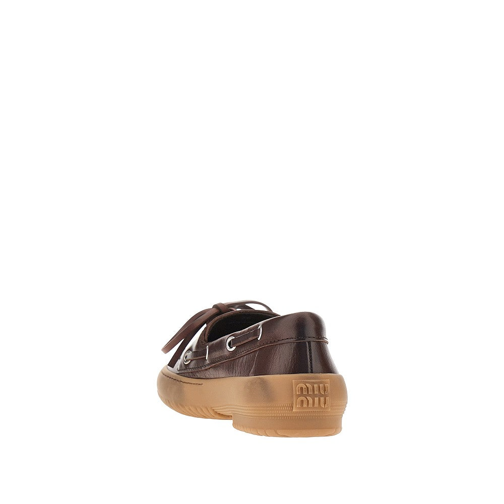 MIU MIU Leather boat shoes