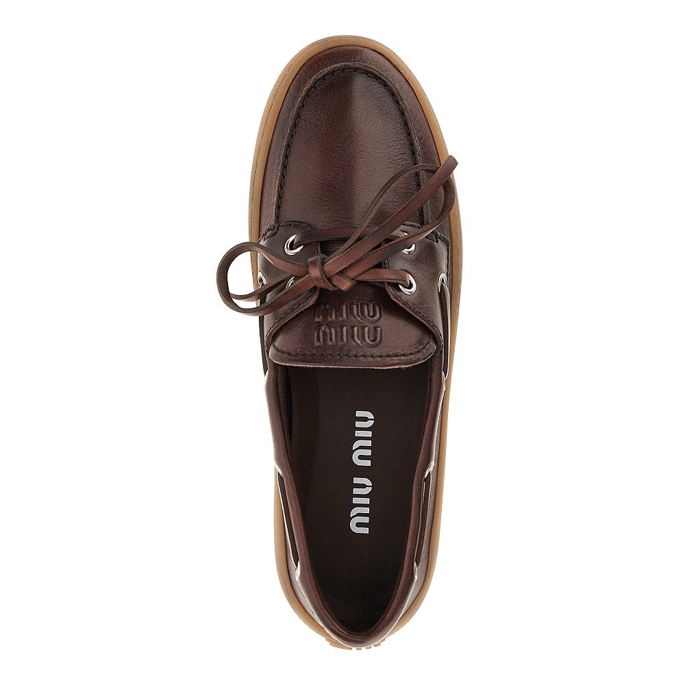 MIU MIU Leather boat shoes