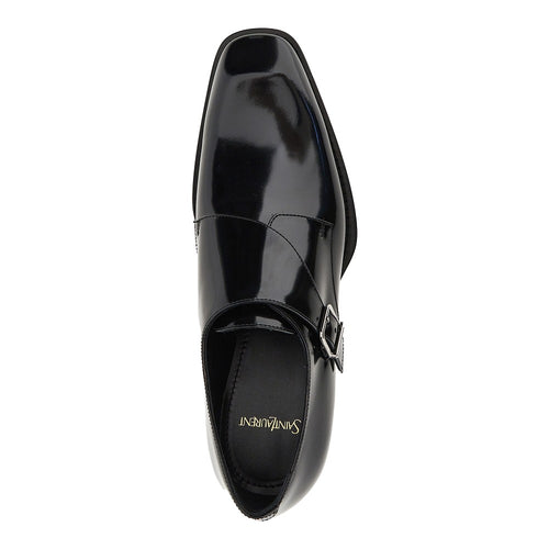 SAINT LAURENT Patent-leather monk-strap loafers