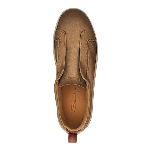 Santoni Vintage effect leather slip-on sneakers