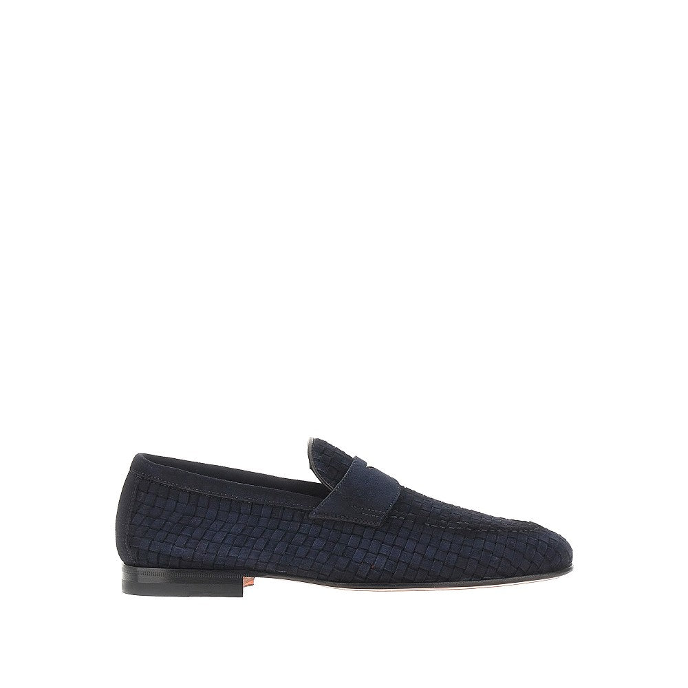 Santoni 'Carlo' suede leather penny loafers