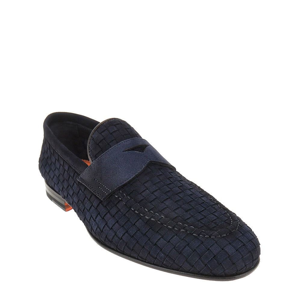 Santoni 'Carlo' suede leather penny loafers
