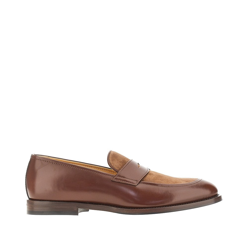 BRUNELLO CUCINELLI Smooth and suede leather Penny Loafers