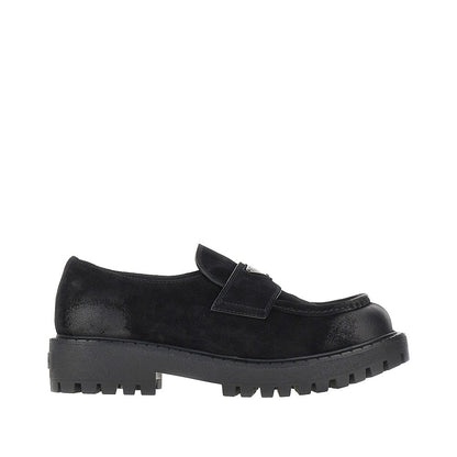 PRADA Suede leather loafers with logo
