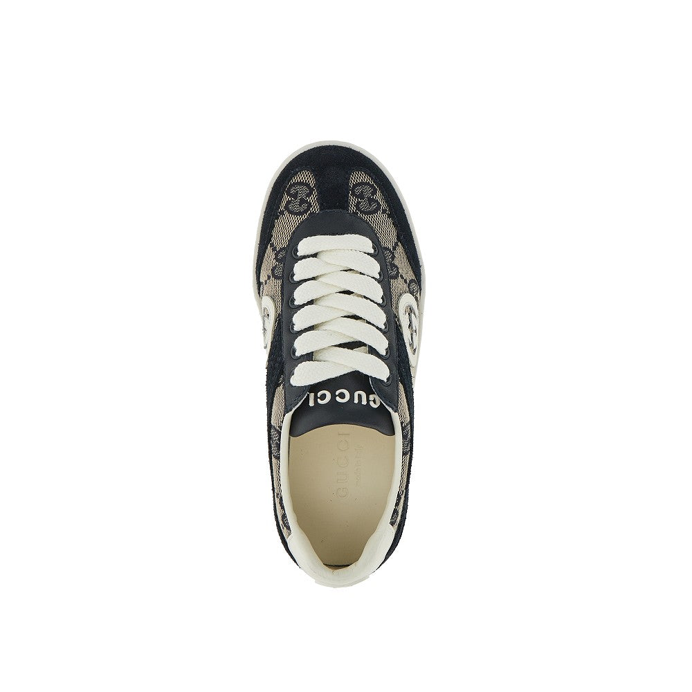 GUCCI Leather and GG fabric 'G74' sneakers