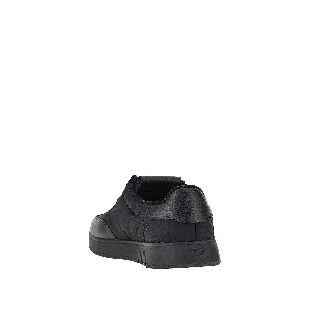 EMPORIO ARMANI Nylon and leather sneakers with Eagle logo