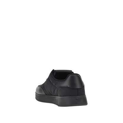 EMPORIO ARMANI Nylon and leather sneakers with Eagle logo