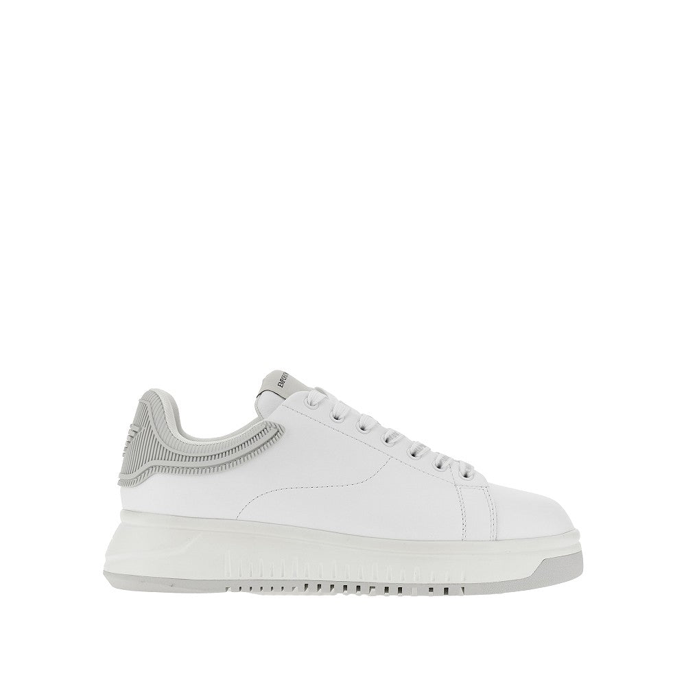 EMPORIO ARMANI Leather sneakers with Eagle logo