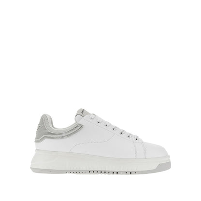 EMPORIO ARMANI Leather sneakers with Eagle logo