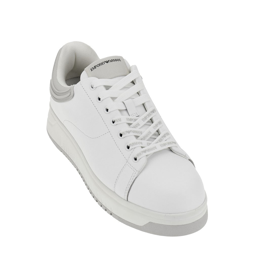 EMPORIO ARMANI Leather sneakers with Eagle logo